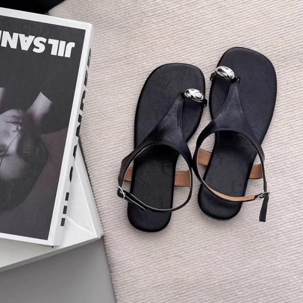 Fashion Real Leather Shoes Woman Flat Sandals Flip Flops Platform Summer Heels  Open Toe Genuine Without Retro Corrective 2025 Girls