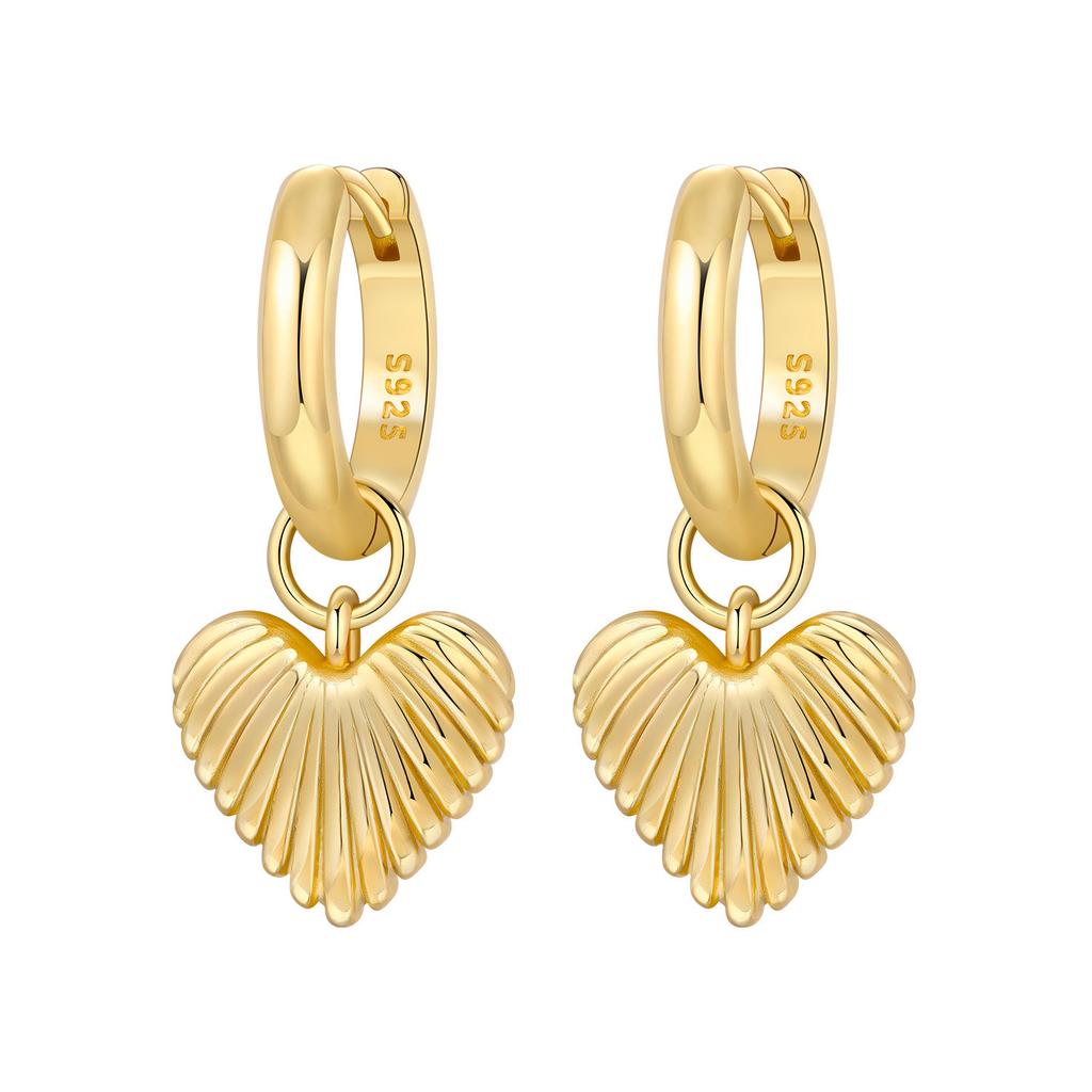 Original 925 Silver Zircon Pink Paw Print Earrings Heart Flower Leaf Design Women Party Jewelry Gift Ear Loops