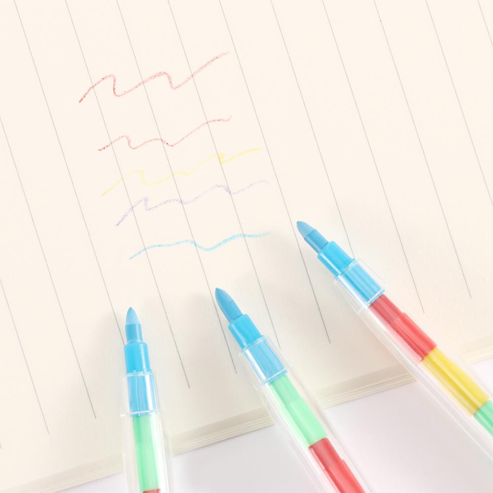 Student Stacker Pen Drawing Kids Pastel 10 Color Replaceable Graffiti Pencils Crayon Painting Pen