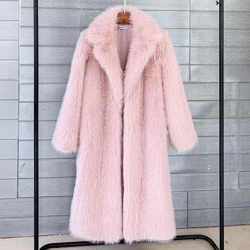 Autumn and winter women's long toka imitation fur suit collar coat coat, artificial fur imitation fur coat