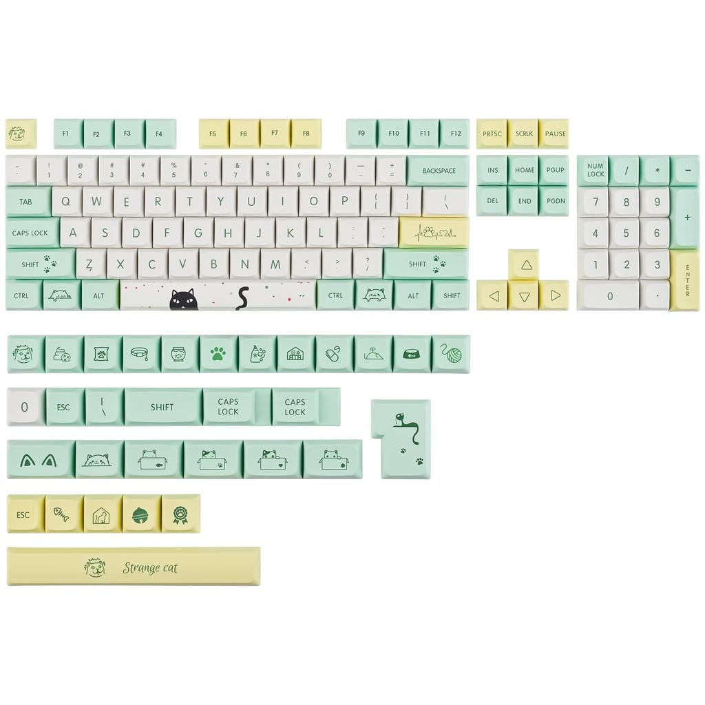 XDA Profile PBT Keycaps 135 Keys Custom Gaming Keycaps ANSI US and Sublimated Cherry Gateron MX Switch Mechanical Keyboard for Layout 60%, (Strange