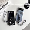 For Samsung Zflip7 Clamshell Folding Screen Mobile Phone Case Portable Rope Glasses Puppy Light Luxury Zflip5 Female Model