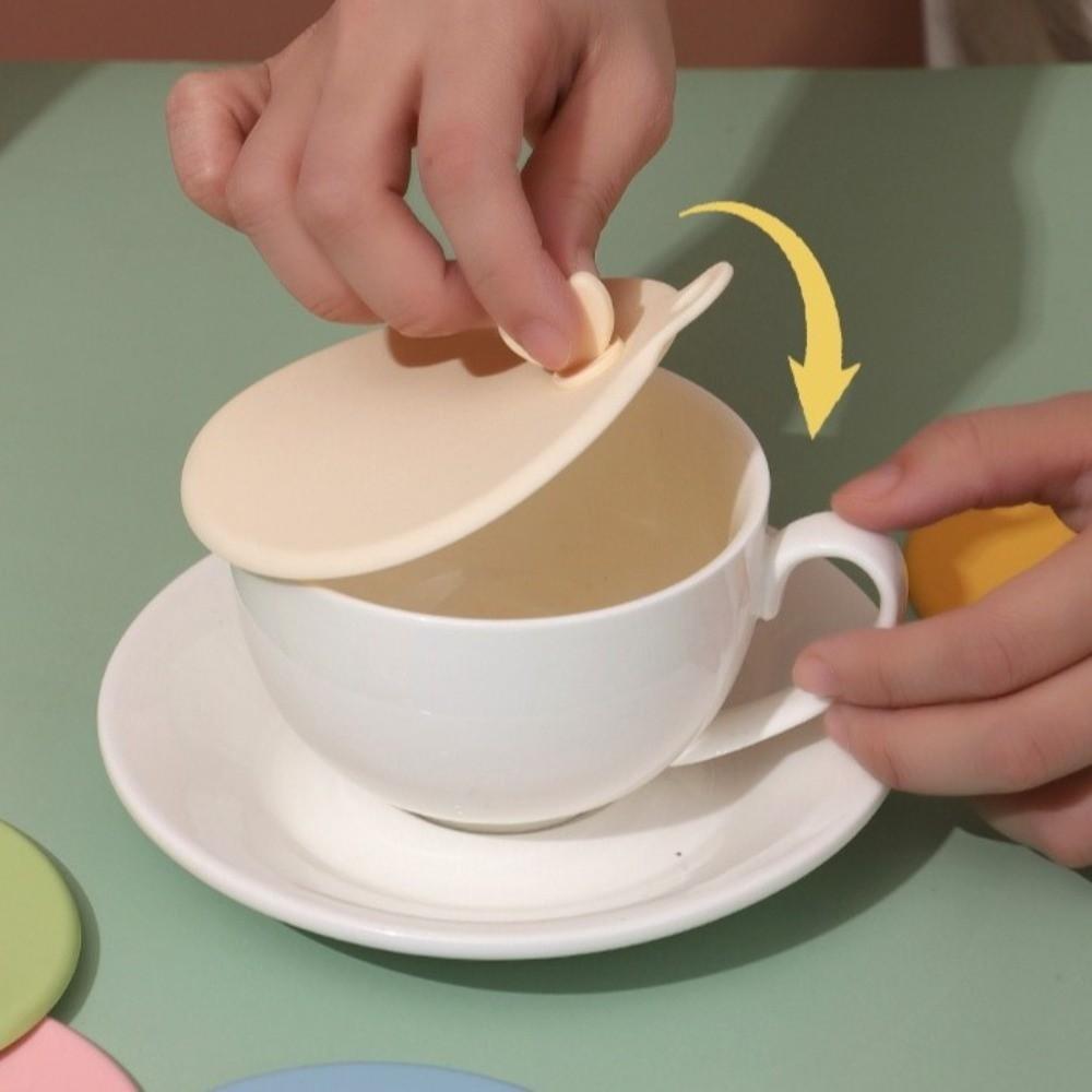 2PCS Stylish Silicone Dustproof Cup Lid Heat-Resistant Round Tea Cup Lid Flexible Decorative Drinking Glass Cover Fruit Juice