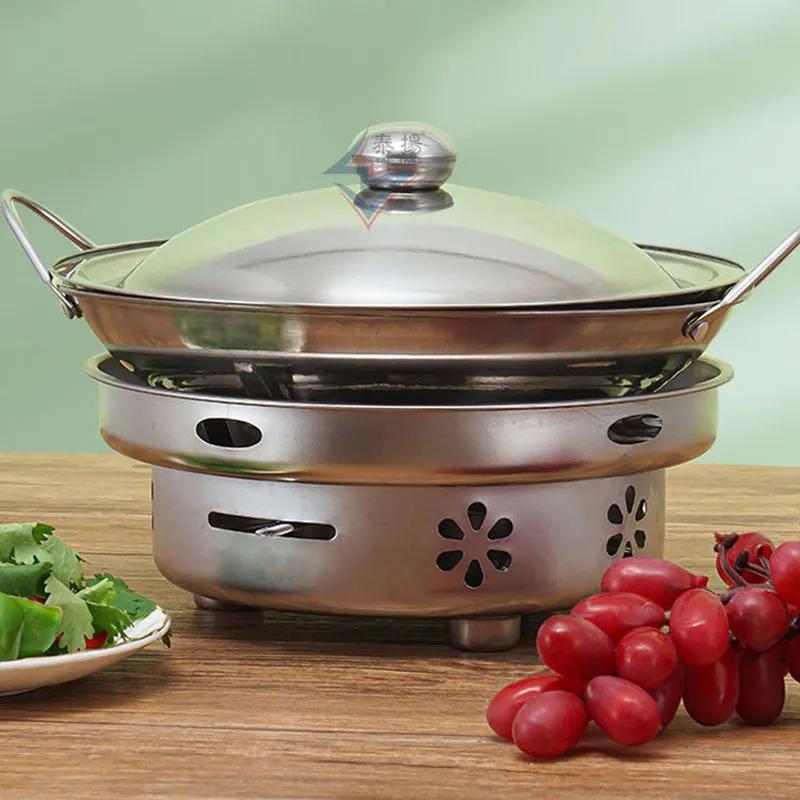 Stainless steel honeycomb skillet 1pc 25.5cm/10inch home cooking picnic pot with handle lyp013