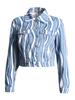 Spicy Girl Autumn 2026 Lapel Print Cropped Denim Jacket for Women