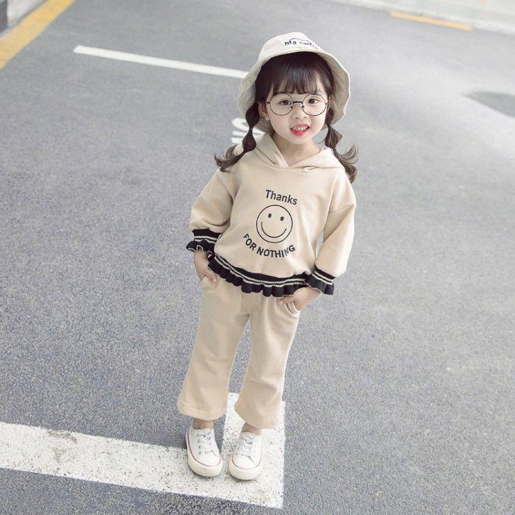 

Стильный спортивный костюм из двух частей с длинными рукавами для девочек 2025 года на весну и осень 100 cm