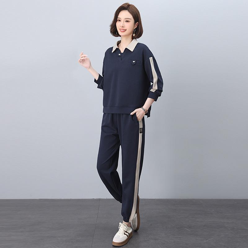 Casual Women's Spring/Autumn 2025 Sweatshirt Set: Fashionable Two-Piece, Age-Reducing Mom Outfit.