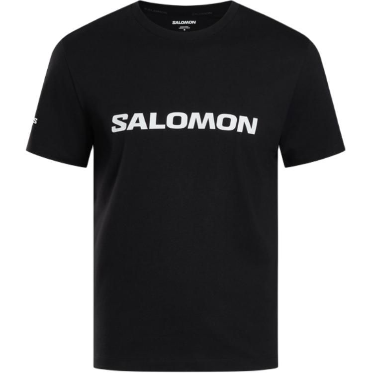 SALOMON T Shirts Men s Pitch Black Men s C25266 Crew Neck Moderate Straight Fit C25266- 175/96A