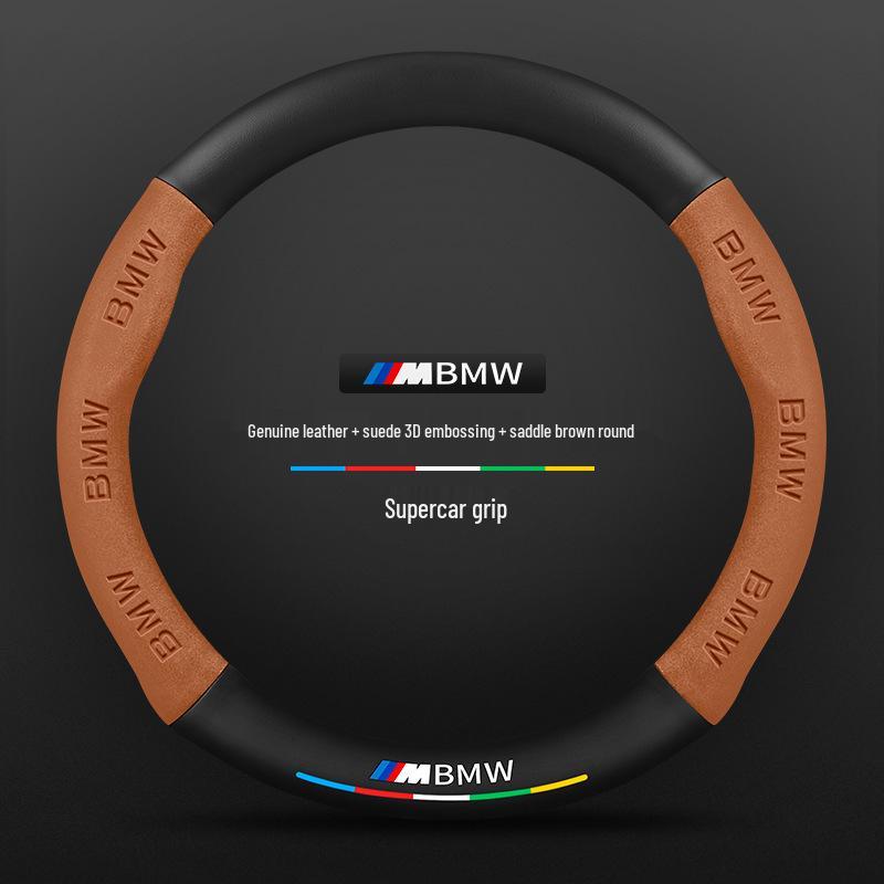 BMW iX3 Suede & Leather Steering Wheel Cover (2020-2022) - Universal, Four Seasons, Carbon Fiber Design