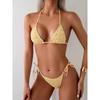 Sexy Halter Bikini Swimsuit Women's Bathing Suits Printing Contrast Color Lace-up 2 Piece Swimwear Women Bikini Set