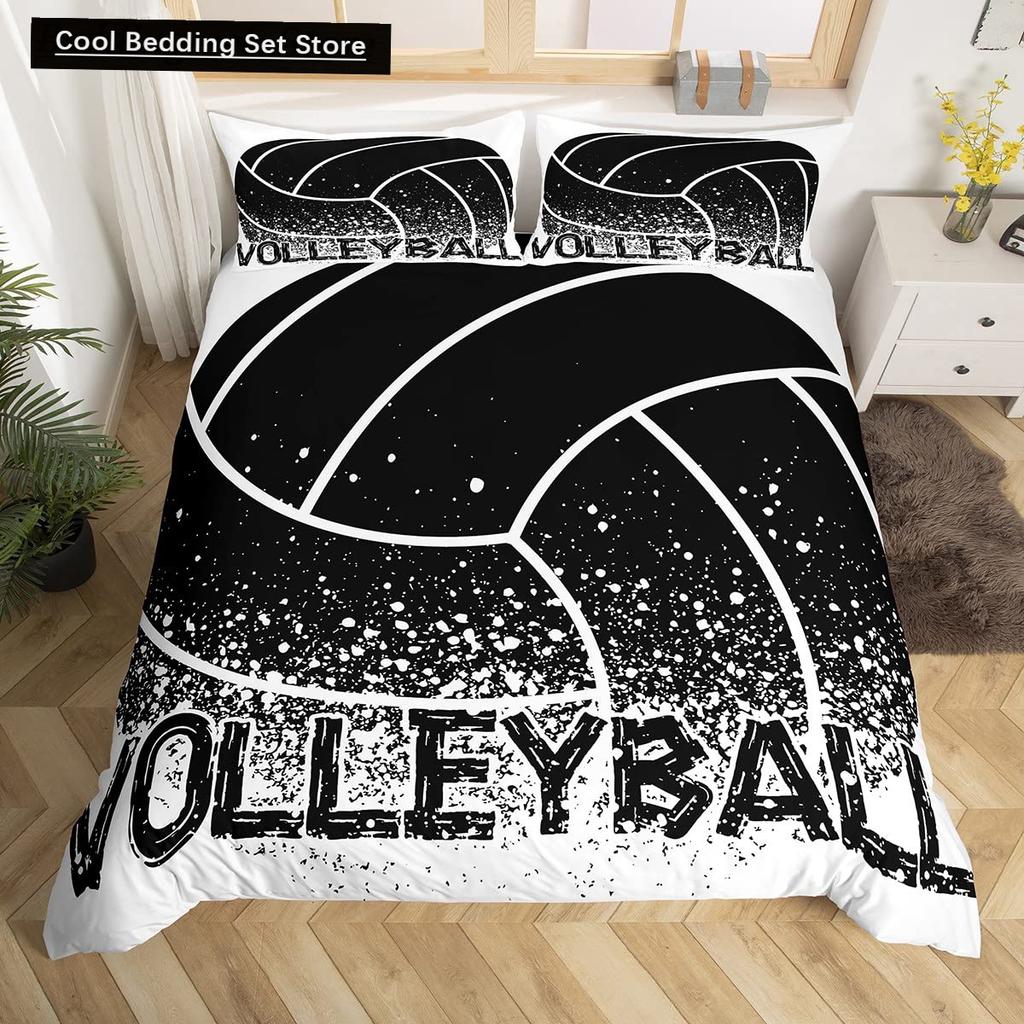 Set Lenjerie de Pat Volei Sporturi King Queen Husă de Plapumă Tematică Minge Foc și Apă Husă de Plapumă Poliester Husă de Pilotă