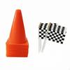 12 Pieces Marker Cone with Flag Checkered Easy To See Sport Cones for Coaches, Athletes,