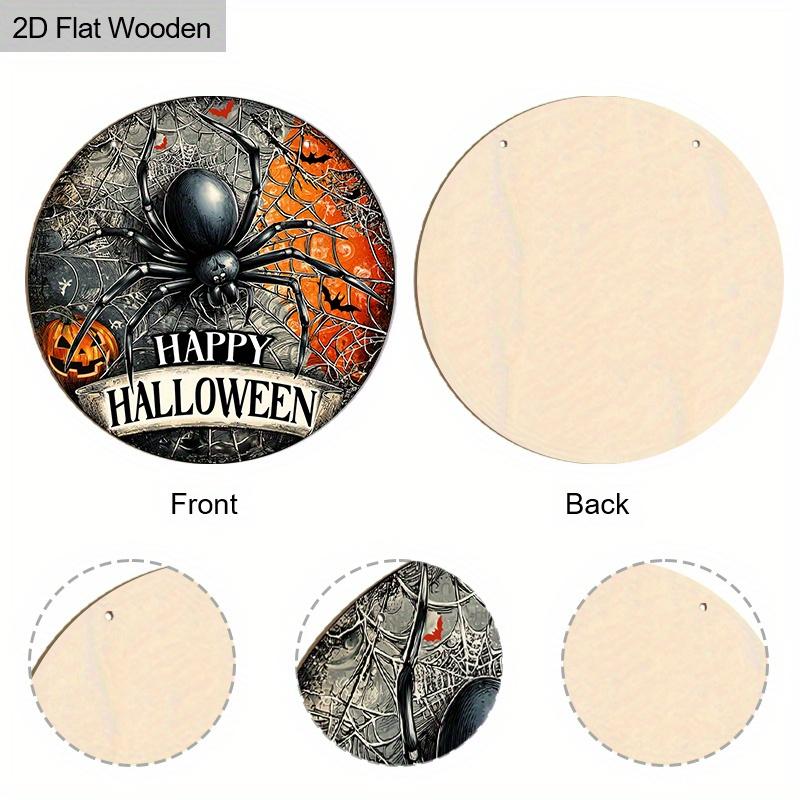 Happy Halloween Wooden Sign with Black Spider Pattern - Unique Figurine Ornaments - Ideal for Front Door, Yard, Porch, Room Decor