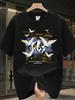 Mens Heavy 100 Cotton Graphic Tee  Summer Casual Loose Fit Short Sleeve Crew Neck Tee