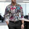 Men's Shirt Spring and Autumn New Style Men's Abstract Printed Long Sleeved Shirt Business Casual Slim Fit High-quality Shirt