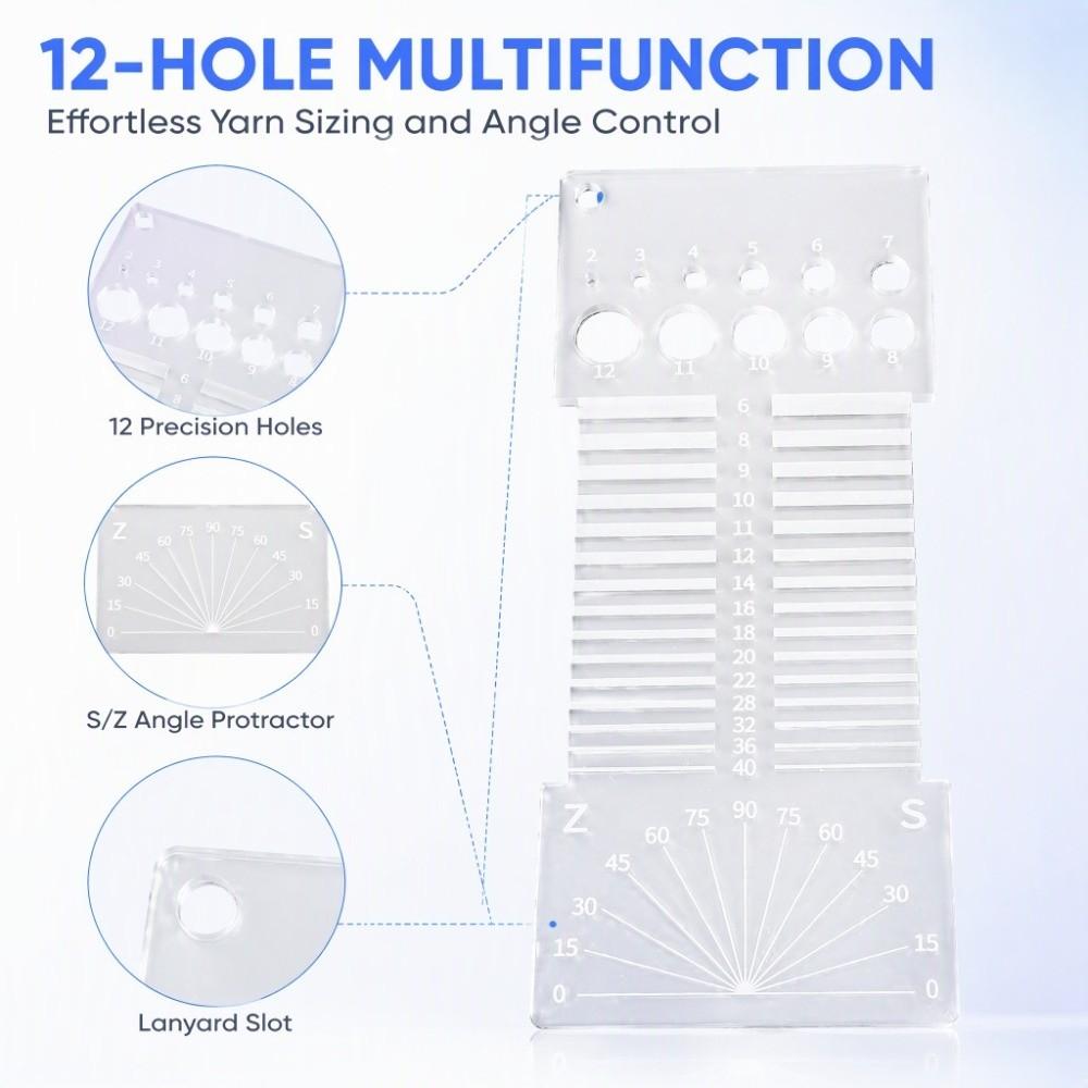 2pcs Multifunctional Design Yarn Gauge Tool Acrylic Material Spinning Control Card  For Spinners