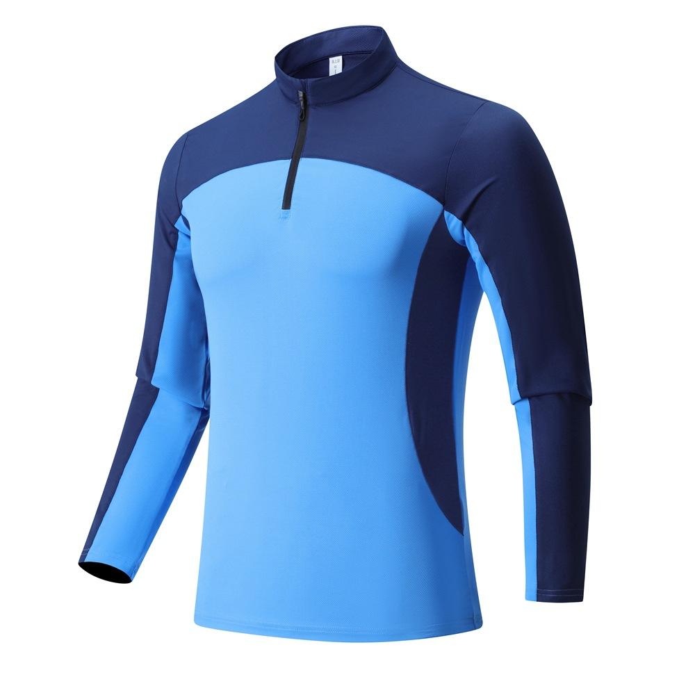 

Men s Outdoor Sports Climbing Hiking Long Sleeve Stand Collar Breathable Sweat-absorbent Elasticity T Shirt XXXL синій