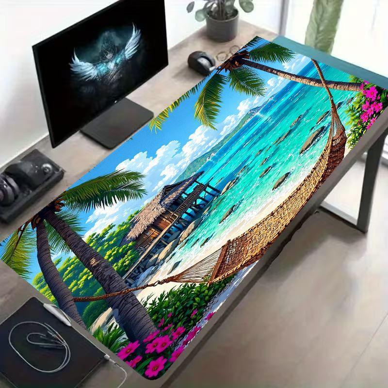 Extra Large Colorful Tropical Beach Scene Mouse Pad Soft Durable Desk Mat Ideal for Office and Gaming Desks