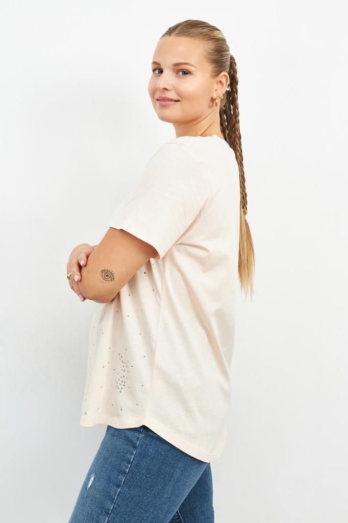 Women's Style Big Size T-Shirt Black Sprinkled Stone T-Shirt