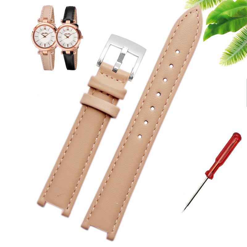 Genuine Leather Watch Band Women's Watch Strap for Folli Follie Lady Bubble Series Notch Pin Buckle Watch Bracelet 12MM 16MM 20
