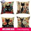 Home Decor Black Cats And Colorful Flowers Cushion Cover Pattern Cushion Cover Suitable For Sofa Bedroom Car Pillow Cover