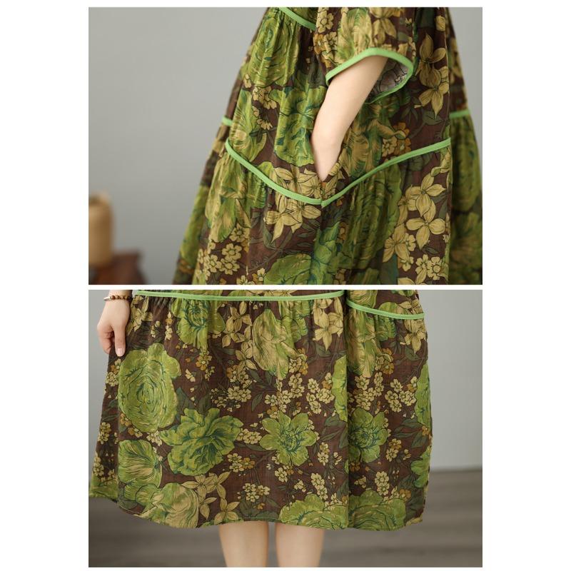 DIMANAF New 2026 Women Plus Size Summer Long Dress Sundress Loose Oversize Maxi Lady Floral Cotton Dress