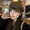 Retro Style Distressed Leather Octagonal Hat Chic Style Face showing Versatile Bailey Newsboy Hat for Women