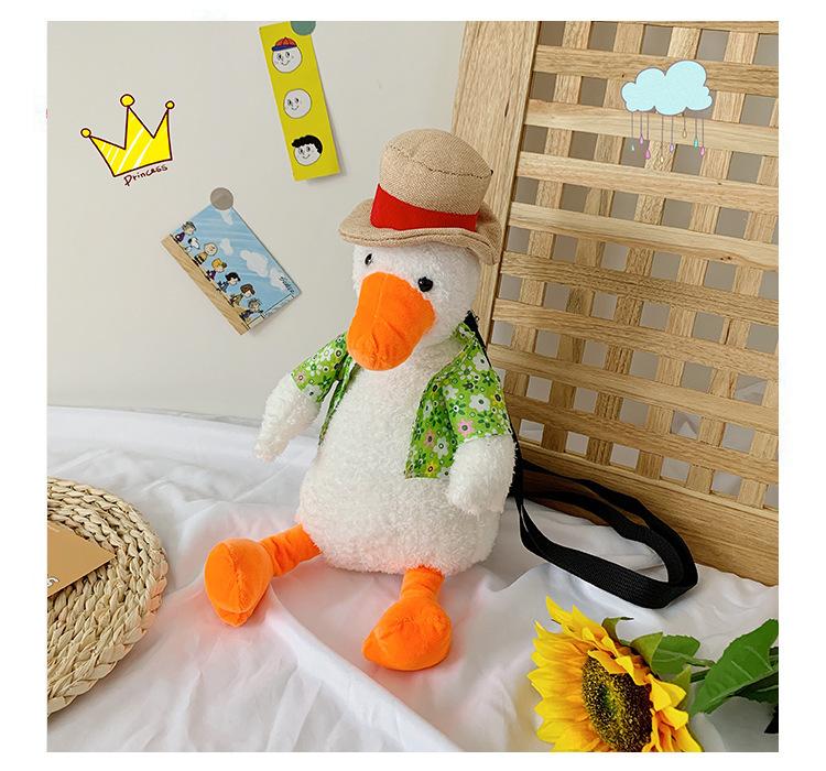 Straw Hat Duck Plush Bag 2025 New Doll Cute Girl Mobile Phone Bag Shoulder Crossbody Small Backpack