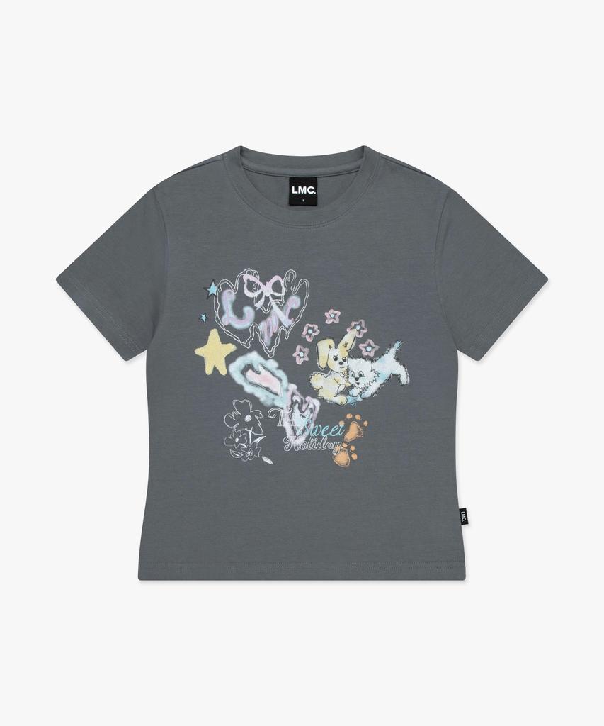 LMC Wm Sketch Doodle Cropped Tee Gray