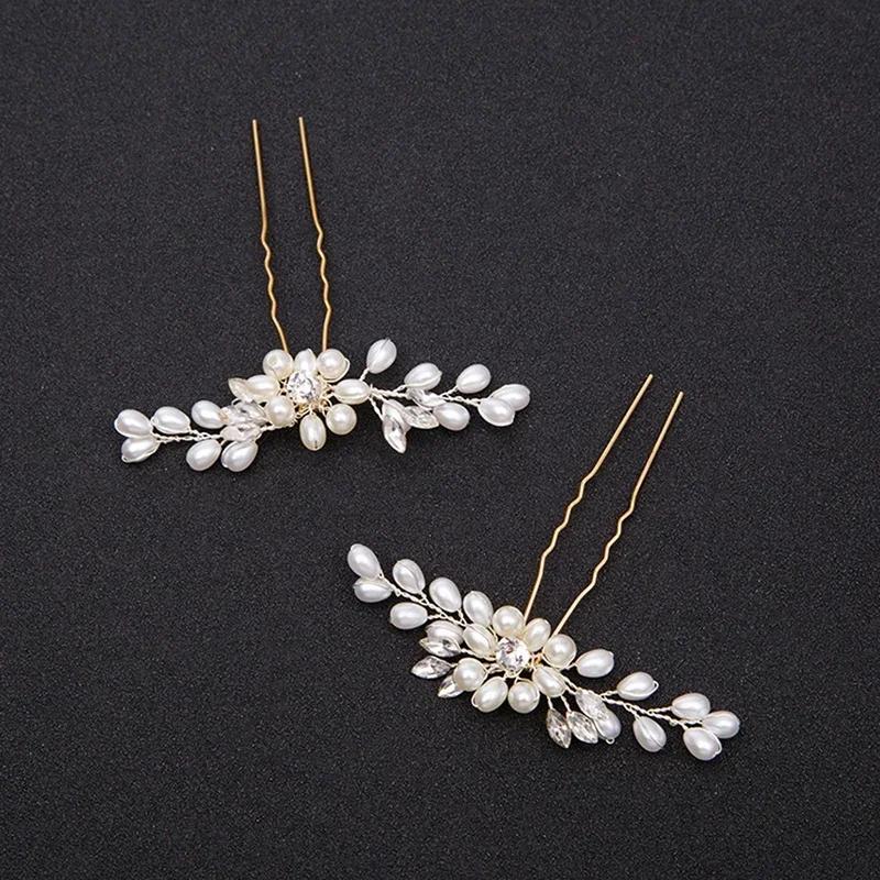 Bridal Hair Accessories Crystal Pearls Wedding Hair Clips Jewelry Handmade Crafts