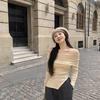 Women's Sexy One-Shoulder Long Sleeve Knitted Sweater - Slim Fit, Irregular Hem, Short Top for Autumn and Winter