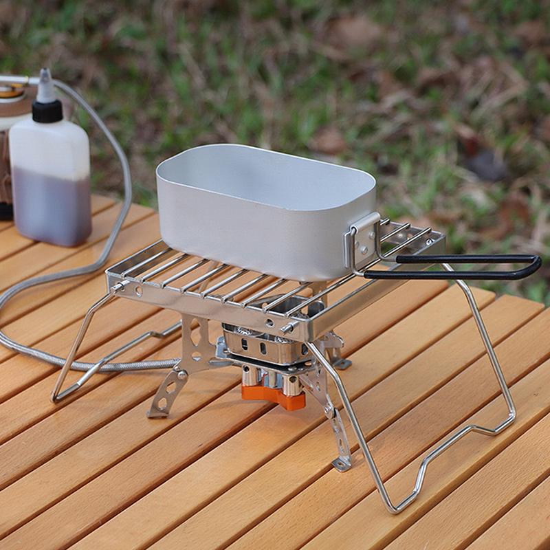 Teglia Supporto Pieghevole da Esterno Acciaio Inossidabile Porta Fornello Camping Portatile Pieghevole Mini Griglia Barbecue