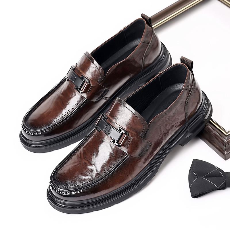 Business Casual Leather Shoes Men Shoes Retro Moccasins Men Flats Shoes