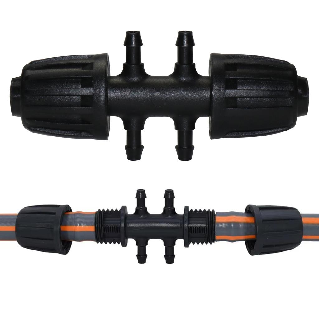 10Pcs 16mm to 4/7mm Tubing Connector Garden Flower Irrigation Water Adapter 6-Ways PE Tubing to 1/4'' Micro Hose Connector Joint