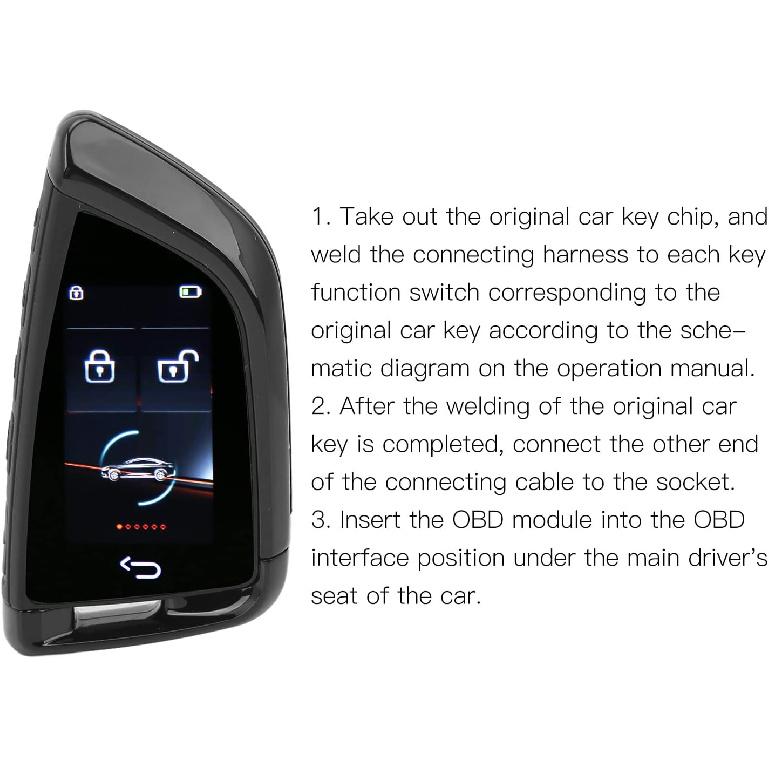 Aramox Smart Remote Car Key LCD Screen 5.0 Anti Key Loss Keyless Entry Auto Lock Remote Control Key Fob for One Click Start Car (Black)