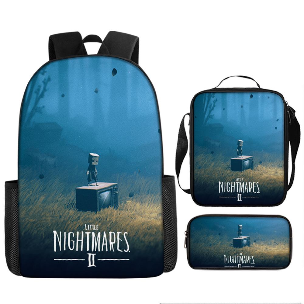 Luxury Popular Novelty Little Nightmares 3D Print 3pcs/Set pupil School Bags Laptop Daypack Backpack Lunch bag Pencil Case