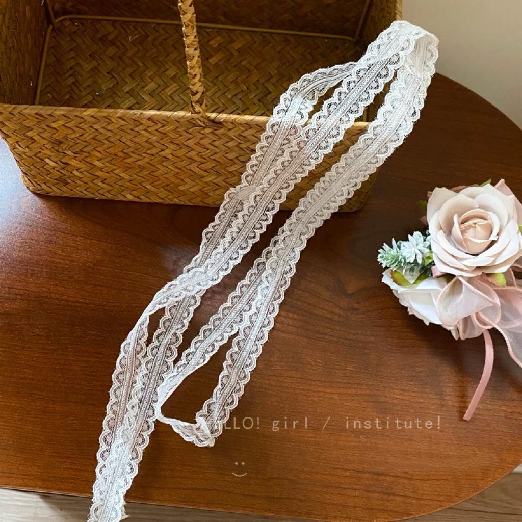 Versatile Spring/Summer White Lace Bow Headband & Silk Clavicle Scarf