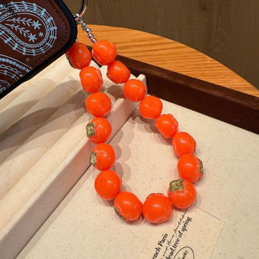 Exquisite Bag Charm Strawberry Mobile Phone Chain Trendy Fruit Beads Keychain  Daily