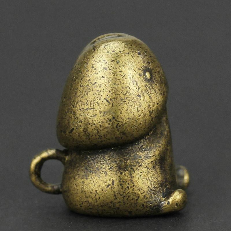 Cute Mini Cartoon Mushroom Head Fun Key Pendant Brass Metal Doll Gifts Copper Crafts