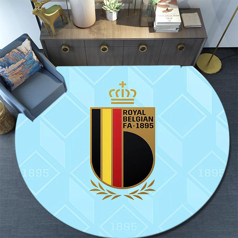Belgium National Football Team Round Area Rug,Carpet Rug for Living Room Bedroom Sofa Playroom Decor,Non-slip Floor Mat