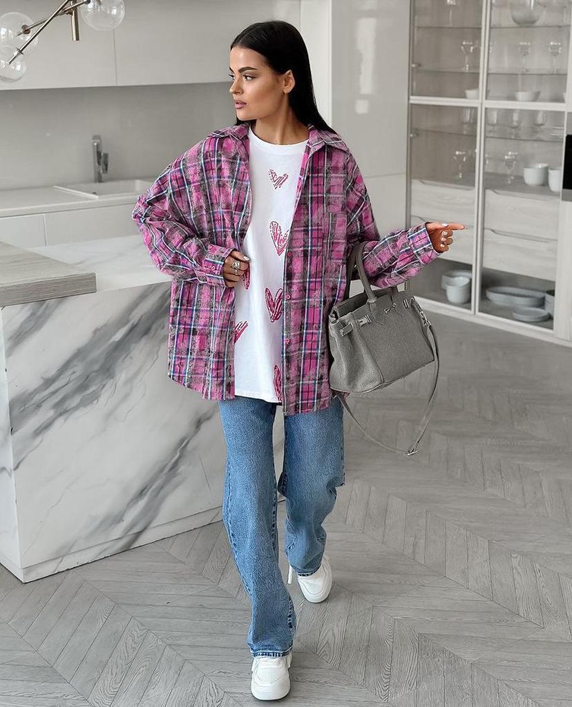 2025 Retro Plaid Long-Sleeve Shirt Jacket - Women’s Spring Loose Casual Style