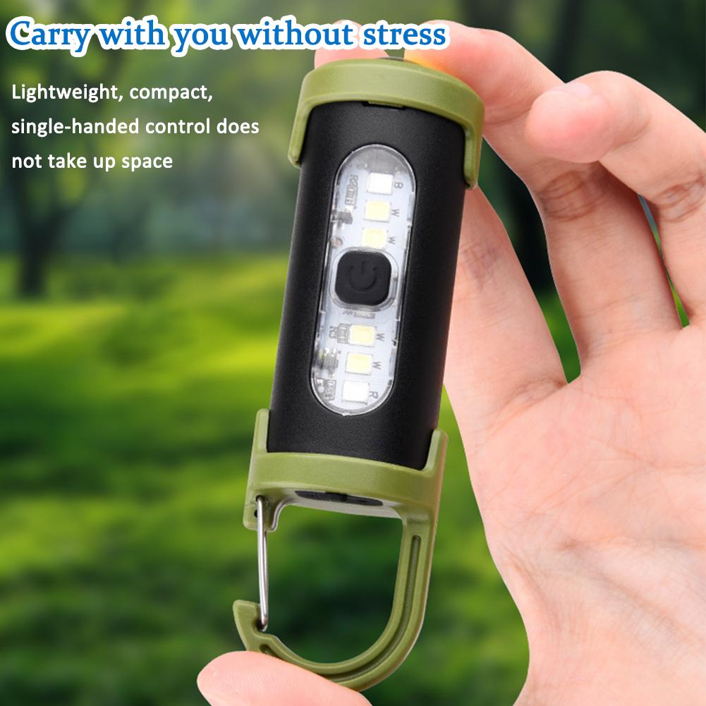 Rechargeable Keychain Flashlights 4 Modes Work Light Flashlight Super Bright Mini Emergency Keychain Light for Walking Hiking