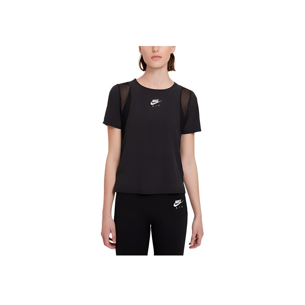Nike Air Quick-Dry Slit Reflective Breathable Mesh Short Sleeve T-Shirt Women Tops Black CZ9375-010