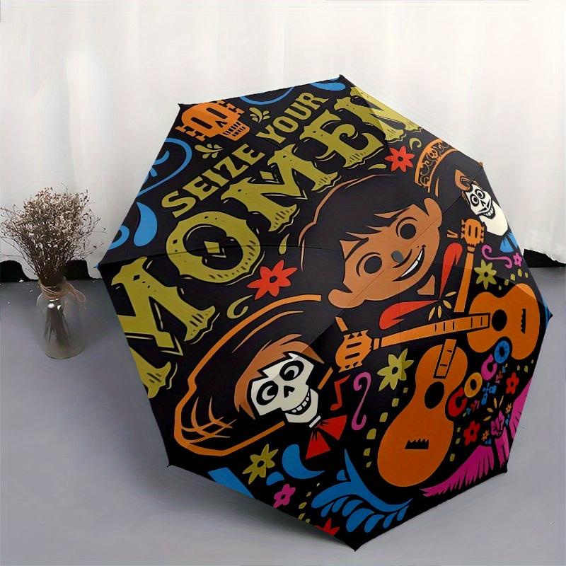 1pc Coco Automatic Folding Umbrella: Compact 8 Bone Design Cartoon Outdoor Travel Companion, Business Umbrella, Christmas Valentine's Day Bi
