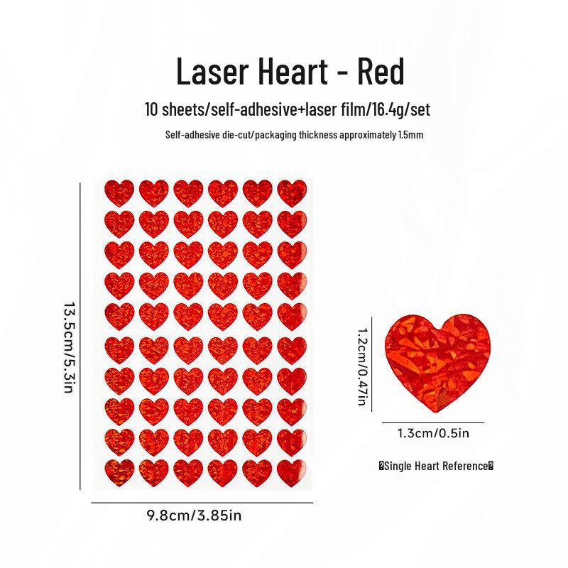 Valentine's Day Laser Heart Self-Adhesive Stickers for DIY Decorations