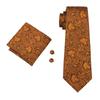 Dibangu Ties for Men Orange New Design Silk Tie Mens Necktie Hanky Cufflink Alloy Ring and Tie Tack Pin Set for Formal Party