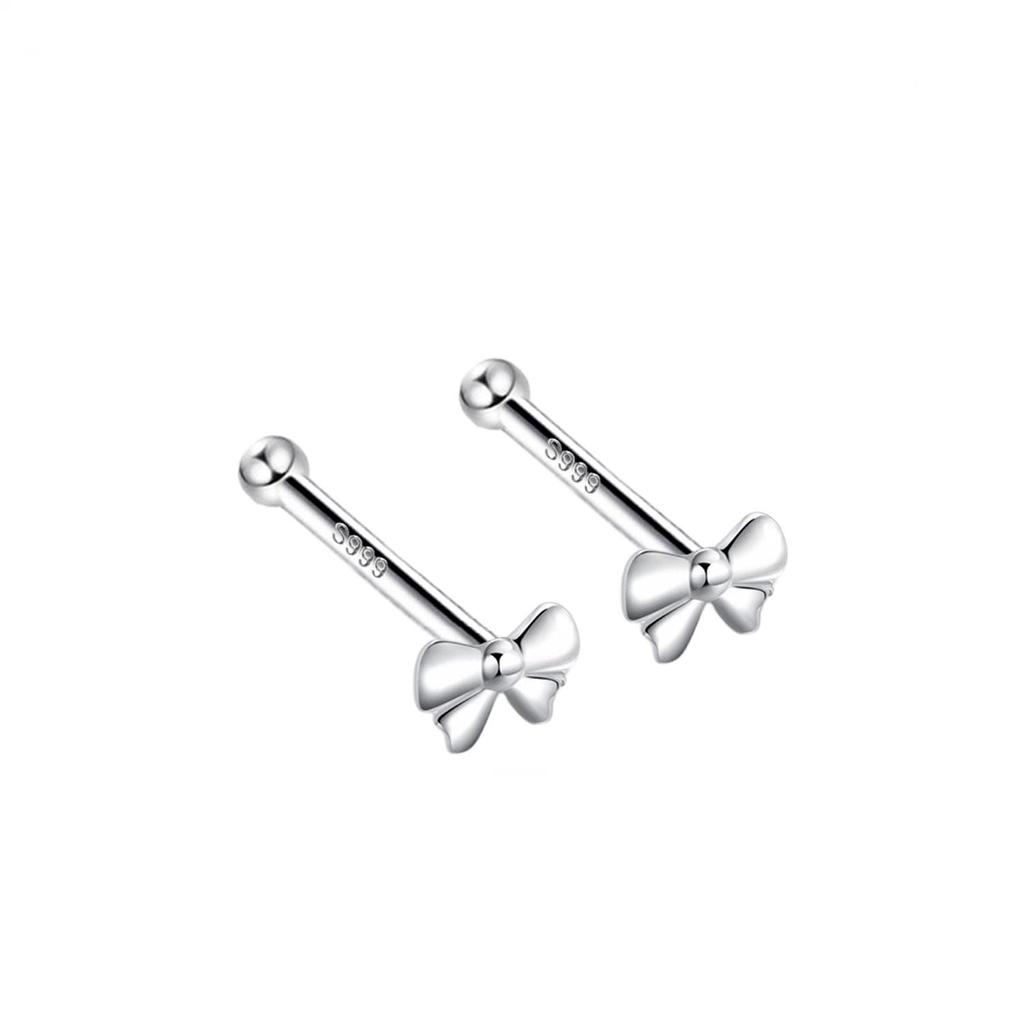 S999 Pure Silver Minimalist Women's Earrings – Small Bean Ear Bone Studs, Anti-Blocking Design for Commuting