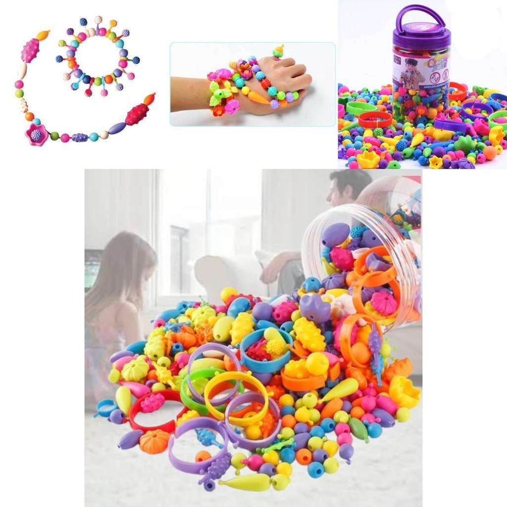 Children's Pop Bead Handmade Diy Material Puzzle Insert Play Little Girl Necklace Bracelet Kindergarten Girl Toy Plastic/plastic 200-1000 Beads