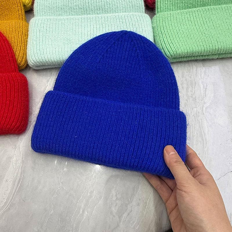 Hat Women's Autumn and Winter Wool Hat Casual Warm Versatile ins Knitted Hat Solid Color Light Board Cold Hat Men's Trend