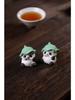Yixing Zisha Lotus Leaf Panda Tea Pet Ornament for Tea Table Decor, Handmade and Adorable